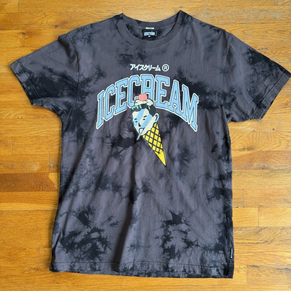BBC Icecream Shirt Mens Large Tie Dye Spoon Fed Shale Cone Head Japanese Street